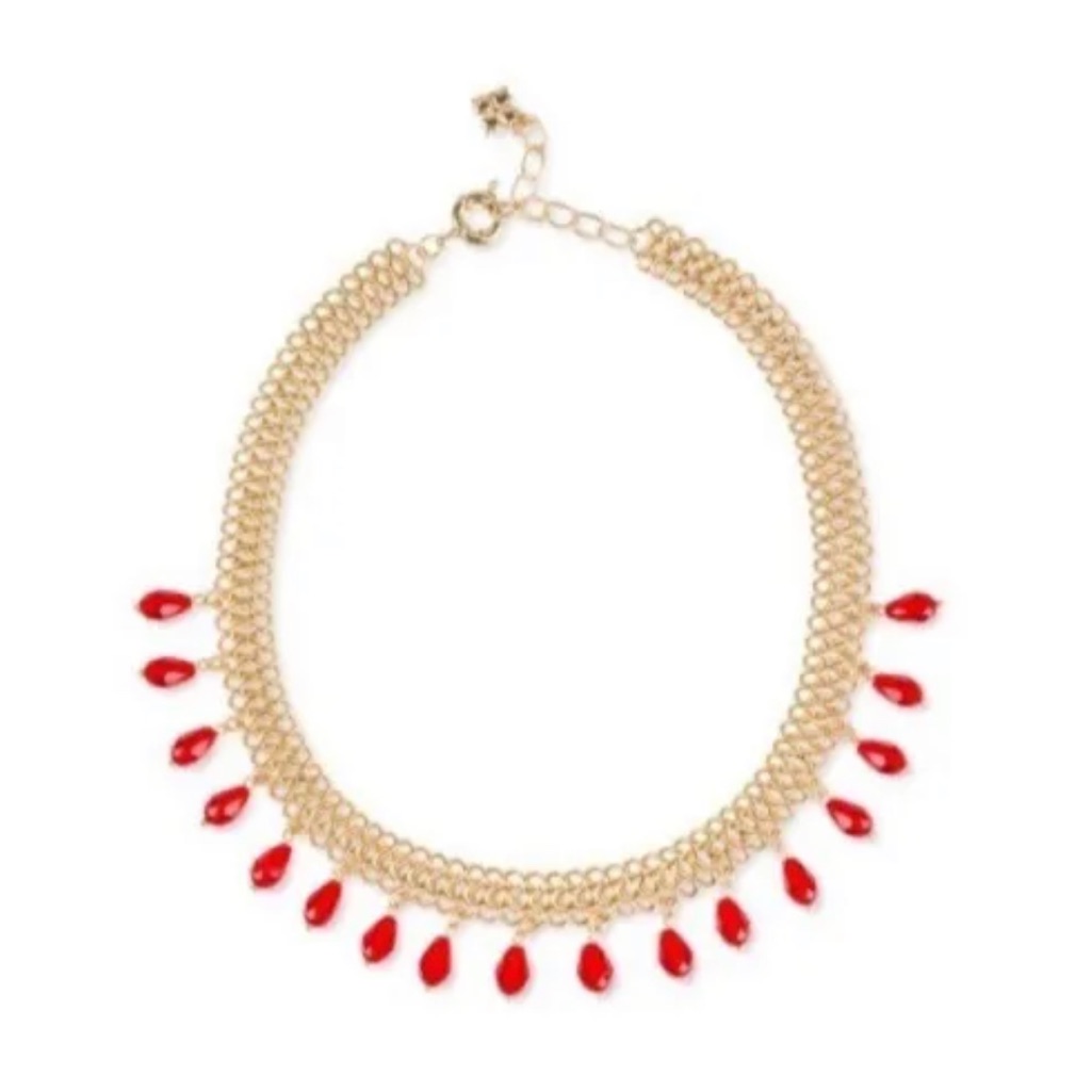 Patricia Nash Gold Tone Chain Mail &Color Bead Collar Necklace 17